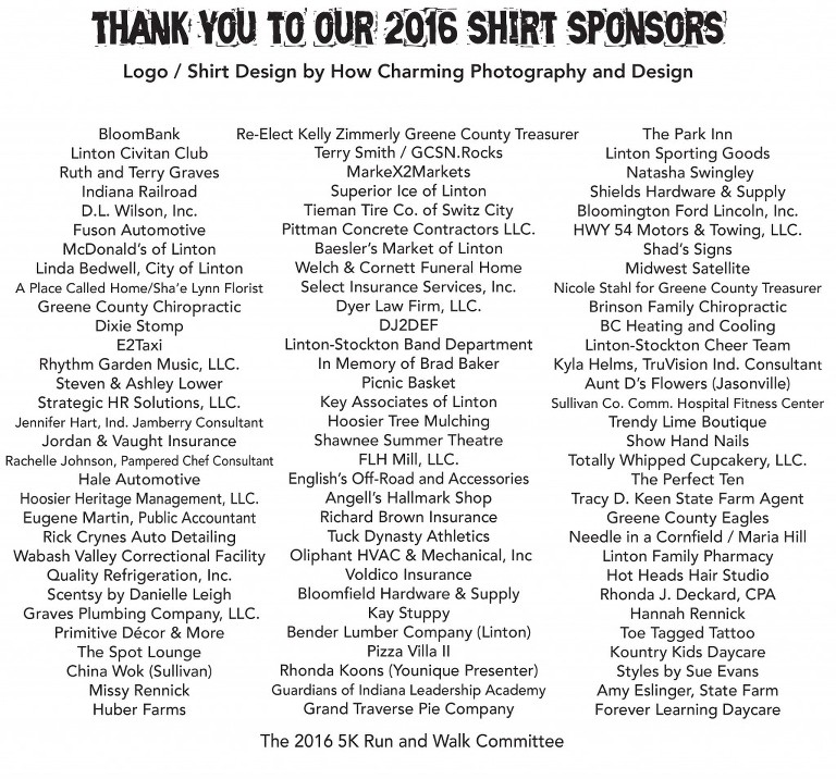 2016 Official T-Shirt Sponsors